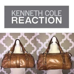 Kenneth Cole Reaction Cognac Leather Satchel Bag